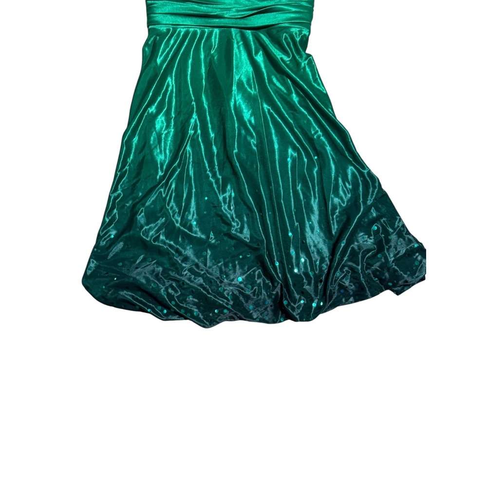 Jump Apparel NWT Emerald Green Sequin Bubble Hem homecoming Dress Sz 9/10 Y2K - Picture 4 of 6